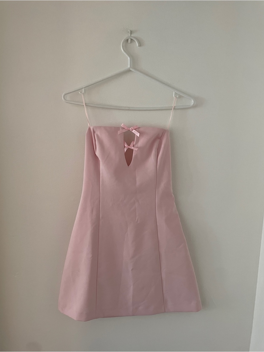 Dynamite Strapless Light Pink Mini Dress with Bow Detail